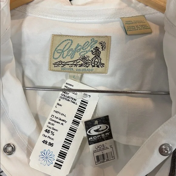 Roper Pearl Snap Shirt with Gray Embroidery - Picture 4 of 9